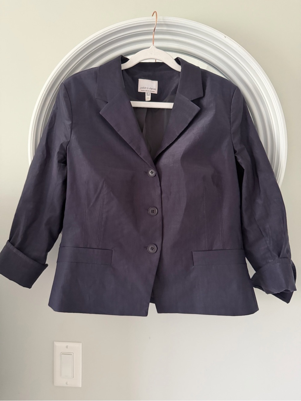 Judith & Charles Midnight Navy 3-Button Tailored Blazer Jacket